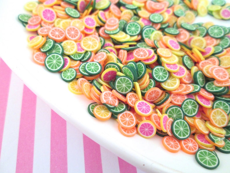 Polymer Clay Citrus Fruit Slices, Nail Art Slices, Faux Fruit, Miniature Fruit, M65 image 1