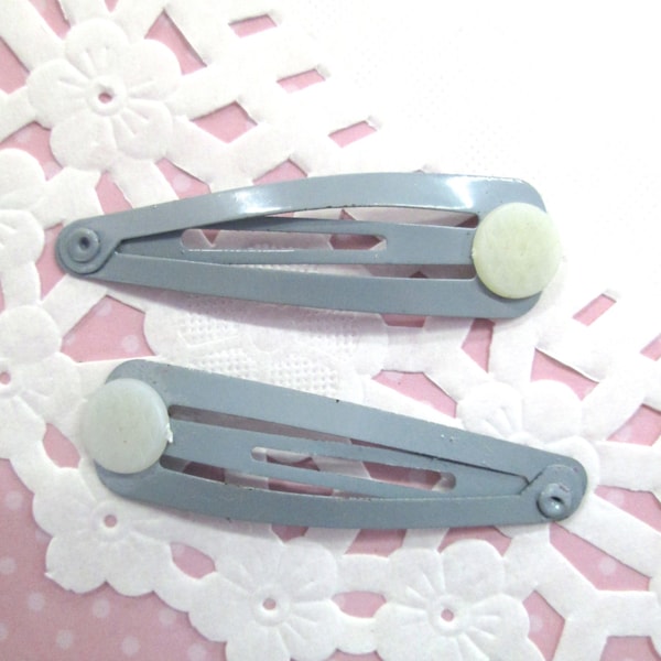 10 Grey /Gray Snap Hair Clip Barrettes With a Glue On Pad  C243