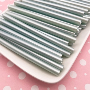 10 Palest Icy Blue Blue Metallic Pearl Pearly Glue sticks for drippy deco sauce, cell phone deco etc, great for wax seals (mini size)