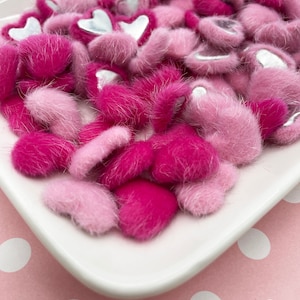 12 cabochons à dos plat coeur flou rose clair et rose, cabochons à dos plat 1055a