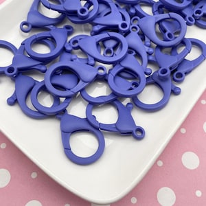 Five 35mm Huge Periwinkle Blue Purple Acrylic Plastic Lobster Clasps, Resin Keychain Clasp F533