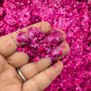 Magenta Red Pink Pixie Dust Assorted Shape Solvent Resistant Glitter, Pick Your Amount, Shaker Mix, Kawaii Glitter F599