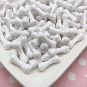 25g White 3d Acrylic Plastic Halloween Bone Cabochons, Approx. 25 Resin Dog Bone Cabs