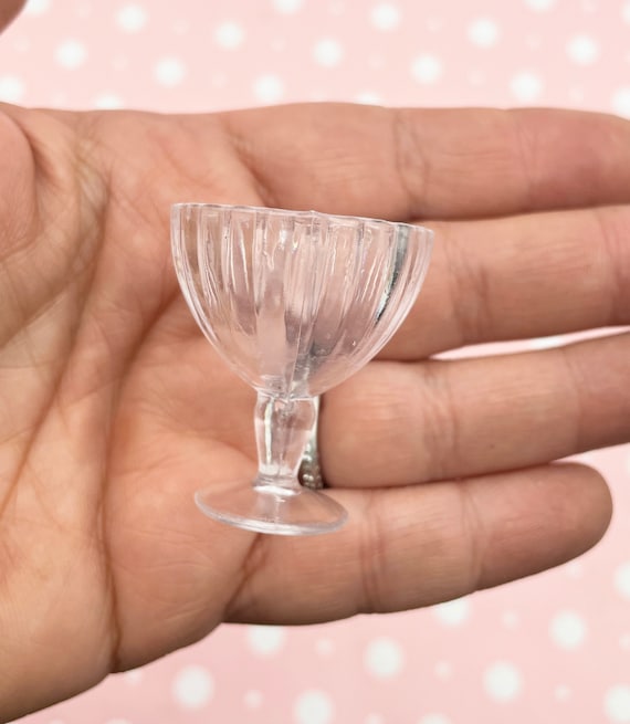 3 Clear Plastic Miniature Dollhouse Parfait Dessert Goblet Glass Charms for  Decoden, Fake Food, and Doll Props, G124 