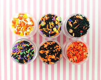 1 Six Tier Tower Halloween Themed Polymer Sprinkle Mix-in Sets, Fake Bake Fimo Table Scatter, Tumbler Shaker Slime Supply