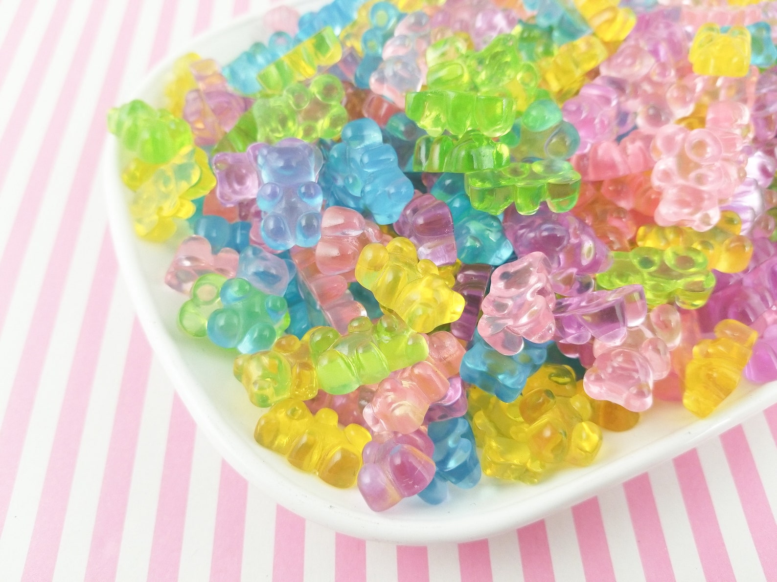 10 Pastel Glossy Gummy Bear Cabochons 16x11x6mm Hard Resin Etsy