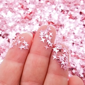 Rose Pink Metallic 4 Point Star Glitter, Light Pink Glitter, Shaker Mix and Resin Embellishment, Pick Your Amount, T186