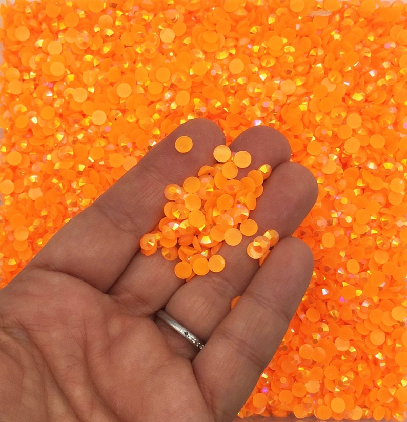 Orange Rhinestone Sheet 5mm Round Orange AB Flatbacked Resin Jelly Rhinestone Cabochons, Flat ...