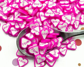 10mm Pink White Conversation Love Heart Mix Polymer Clay Valentine