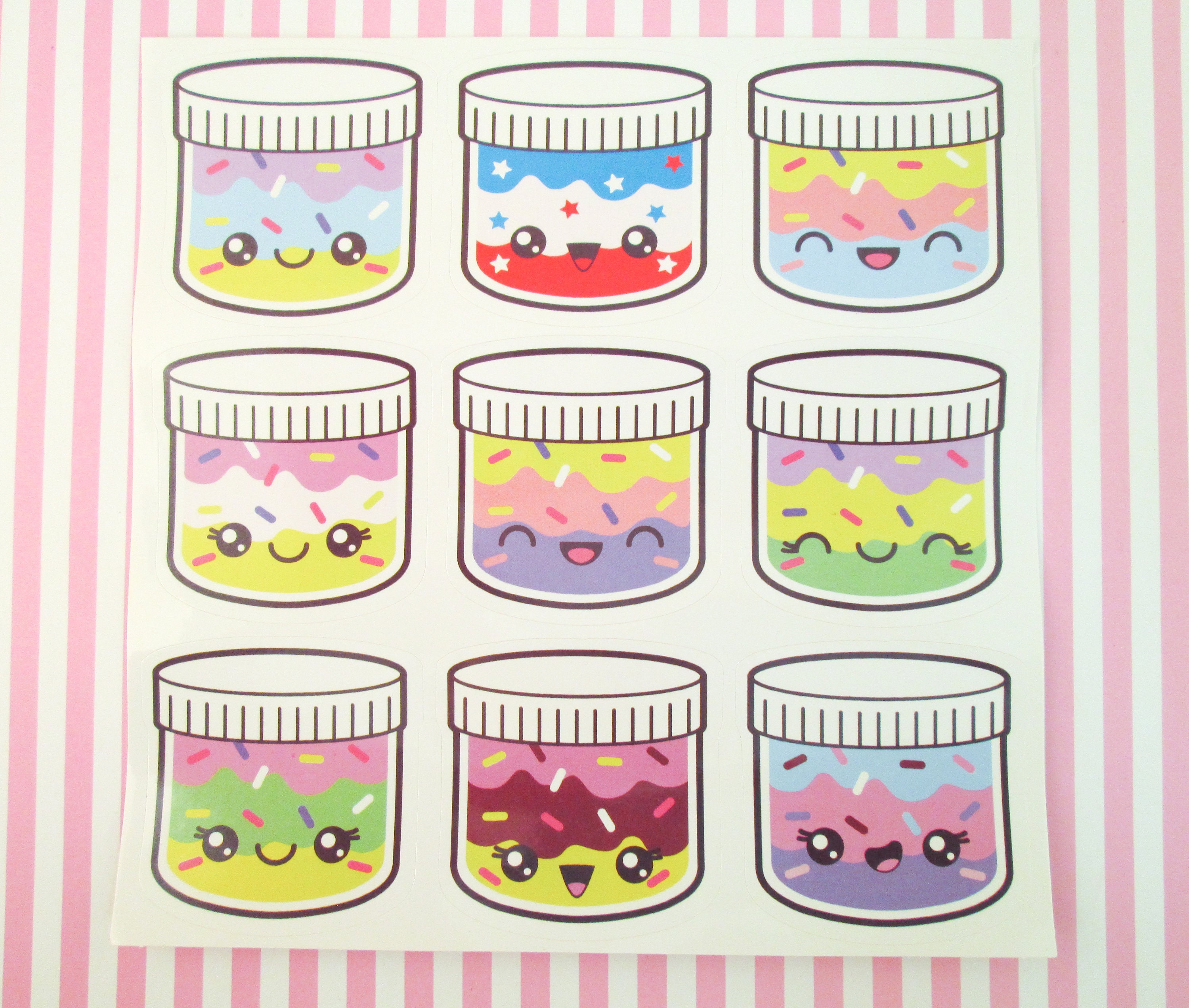 9 Kawaii Slime Jar Sticker Pack Laptop Stickers Cute Vinyl Etsy
