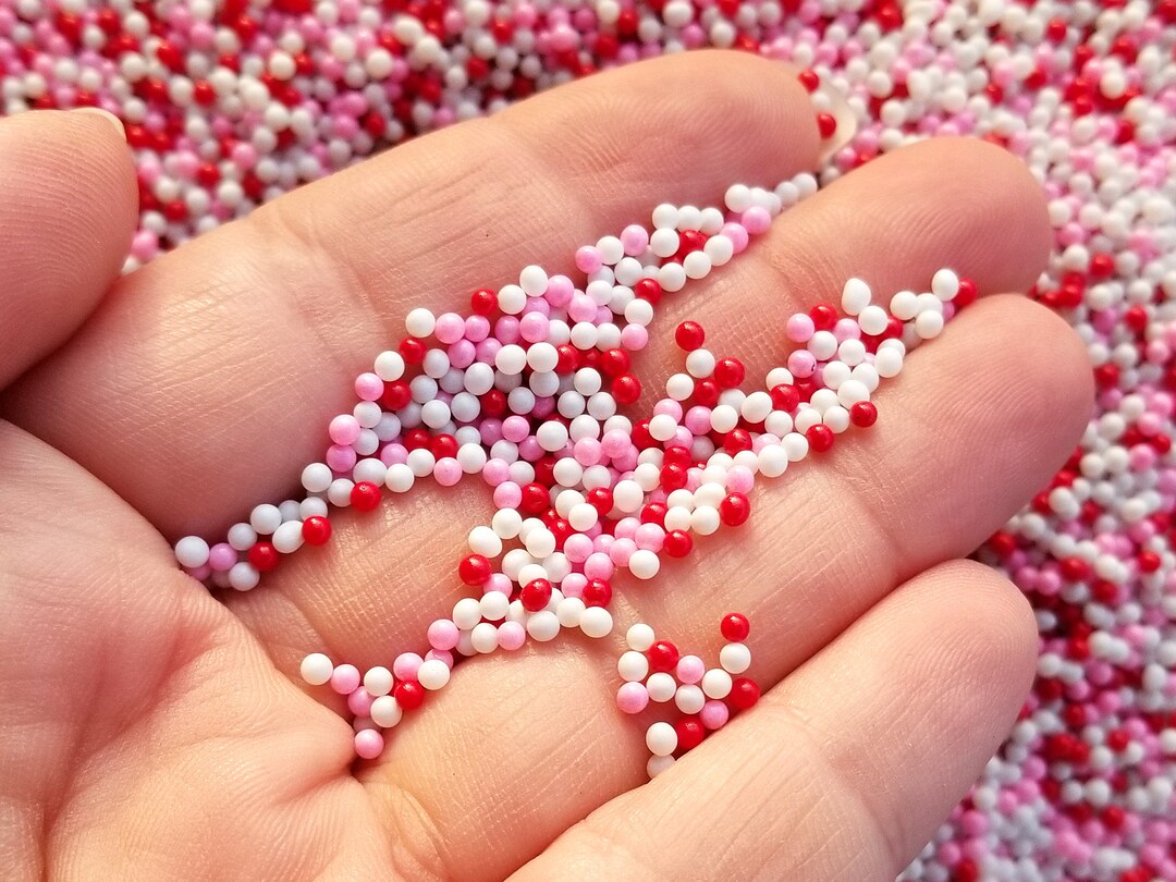 NON EDIBLE Valentine Glass Nonpareil Sprinkles, 2mm Pick Your Amount