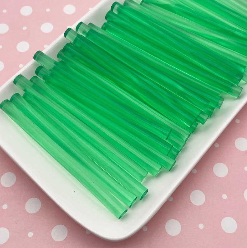 10 barras de pegamento transparentes de gelatina verde, pegamento de la serie Frutas para salsas decorativas con efecto goteo, decoración de teléfonos móviles, etc. (tamaño mini) imagen 1