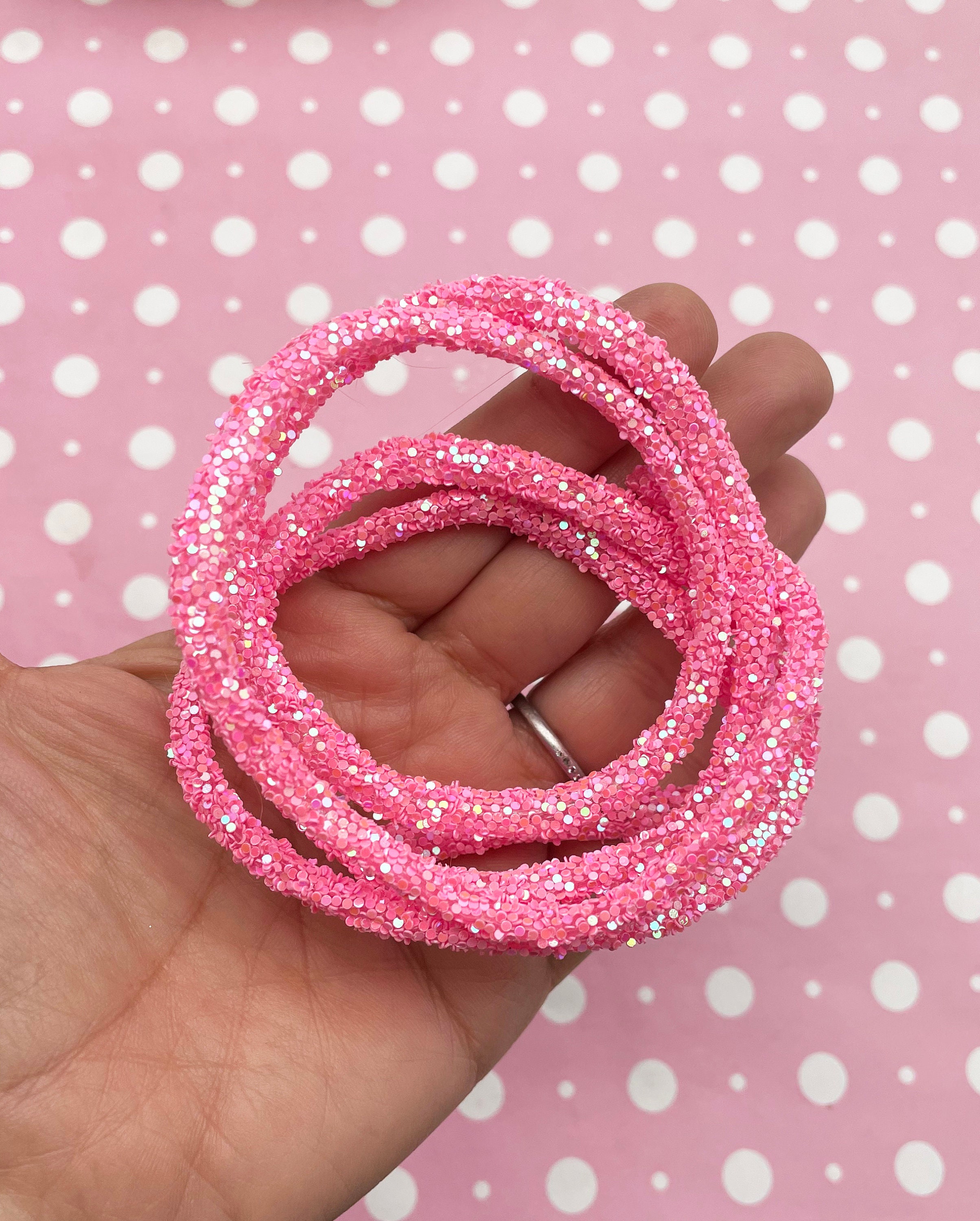 Pink Gum Rope 3 Ft (1 Yard) Bubble Gum Pink Soft Resin Sugared Glitter Hollow Tube ...