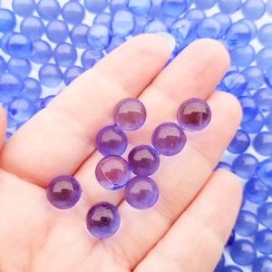 Blue 10mm Translucent Pearls, Popping Boba Resin Gumball Pearls, Faux Nonpareil Acrylic dragees, Caviar No Hole Beads, P178