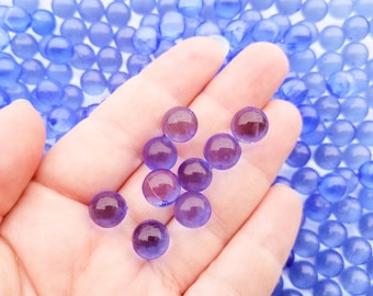 Blue 10mm Translucent Round Resin Popping Boba Gumball Beads, Faux Nonpareil Acrylic Plastic Dragees, Caviar No Hole Clear Pearl Beads, P178