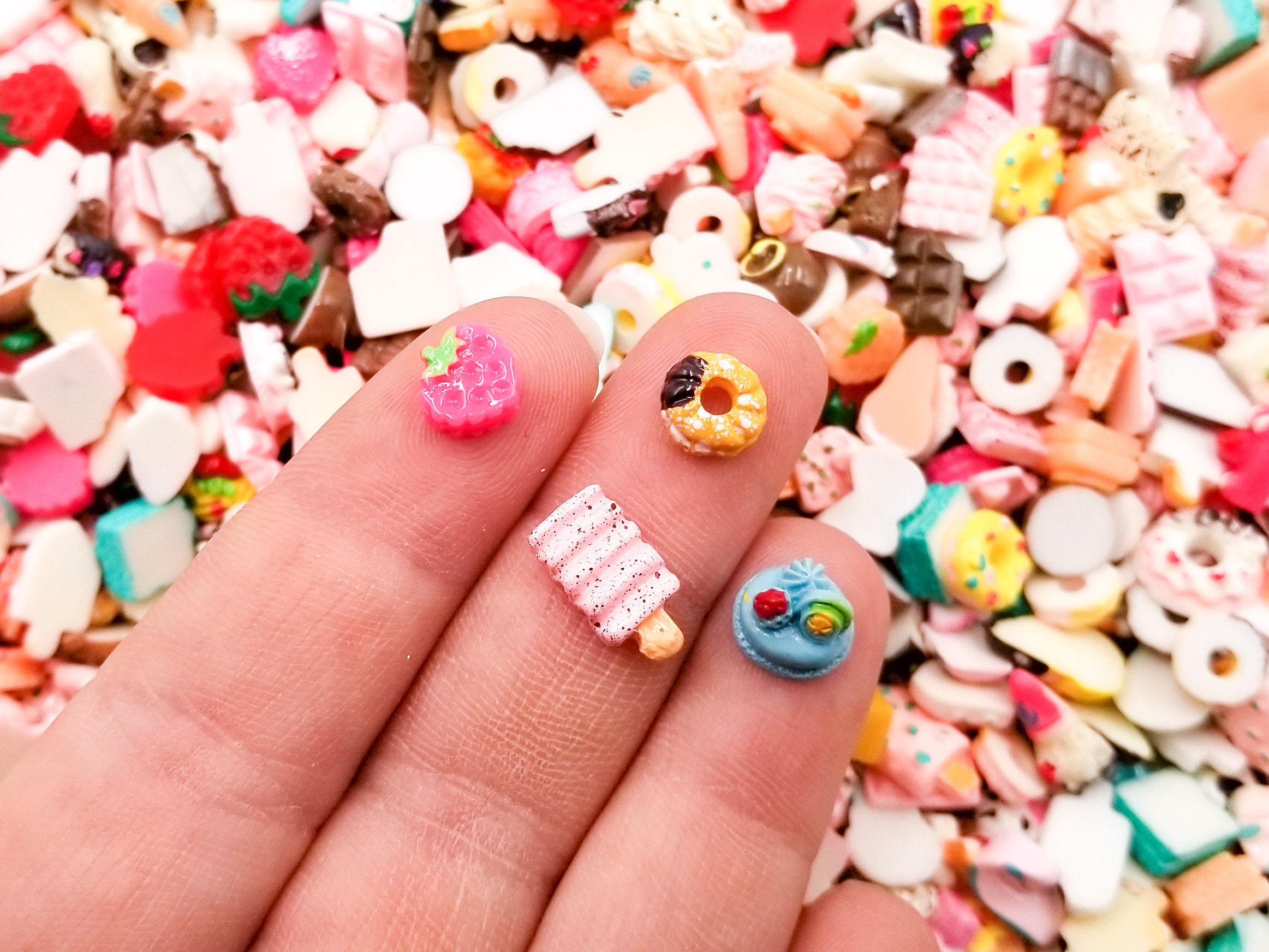 100Pcs 3D Sugar Candy Lollipop Nail Charms Assorted Acrylic