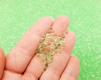 Mint Green 4mm Translucent Round Pearls, Popping Boba Resin Gumball Pearls, Nonpareil Acrylic Plastic dragees, Caviar No Hole Beads P206