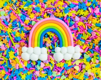 Lisa Is a Rainbow, Assorted Sprinkles with Cab, Faux Sprinkles, Polymer Clay Fake Sprinkles, Decoden Funfetti Jimmies E35