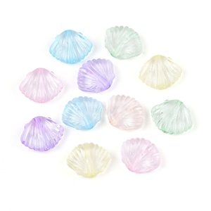75 skimrande AB blandade pastellfärgade snäckskalspärlor, 12 mm akrylplastpärlor, resinpärltillbehör för smycken C183