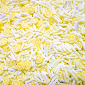 LEMON POUND CAKE Mix Pastel Yellow Lemon Polymer Clay Fake Sprinkles, Decoden Funfetti Jimmies E229