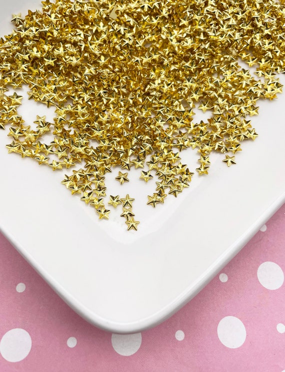 Golden Star Cabochons with Star Glitter