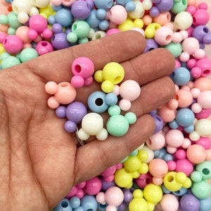 20 perles multicolores pastel en plastique acrylique, tête de souris, gros trous, grosses fournitures de bijoux pour enfants en résine bricolage, J187