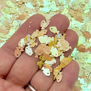 Pale Yellow Iridescent Shift Fish Glitter, Ocean Glitter, kawaii shaker Table Scatter Plastic Confetti,  Pick Your Amount, U56
