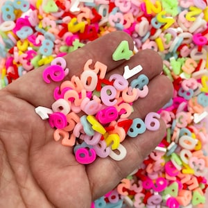 Surtido de chispas de arcilla polimérica no comestibles con forma de números kawaii, mezcla de chispas falsas de Fimo, para esparcir en la mesa, Decoden, E189