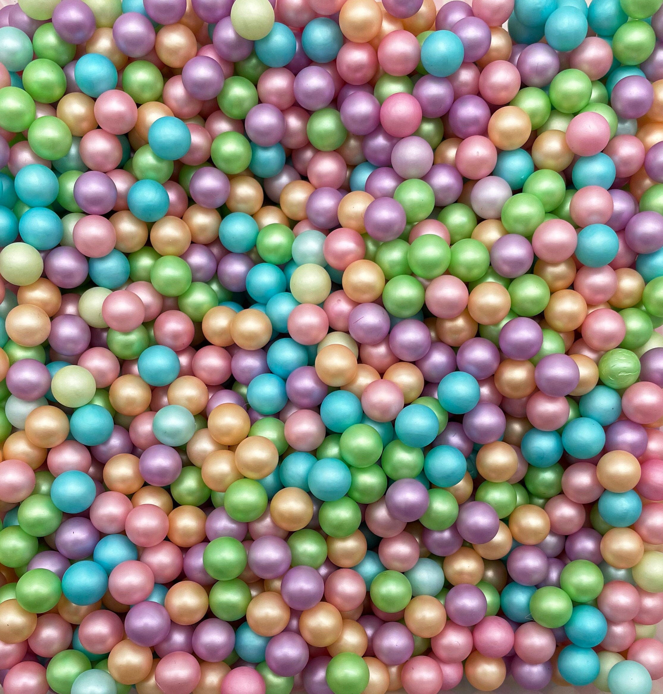 DIPPING DOTS PEARLS, No Hole Multicolor, 8mm Faux Nonpareil Acrylic Plastic Dragees, Opaque Caviar Round Resin Bead Pearls, K32