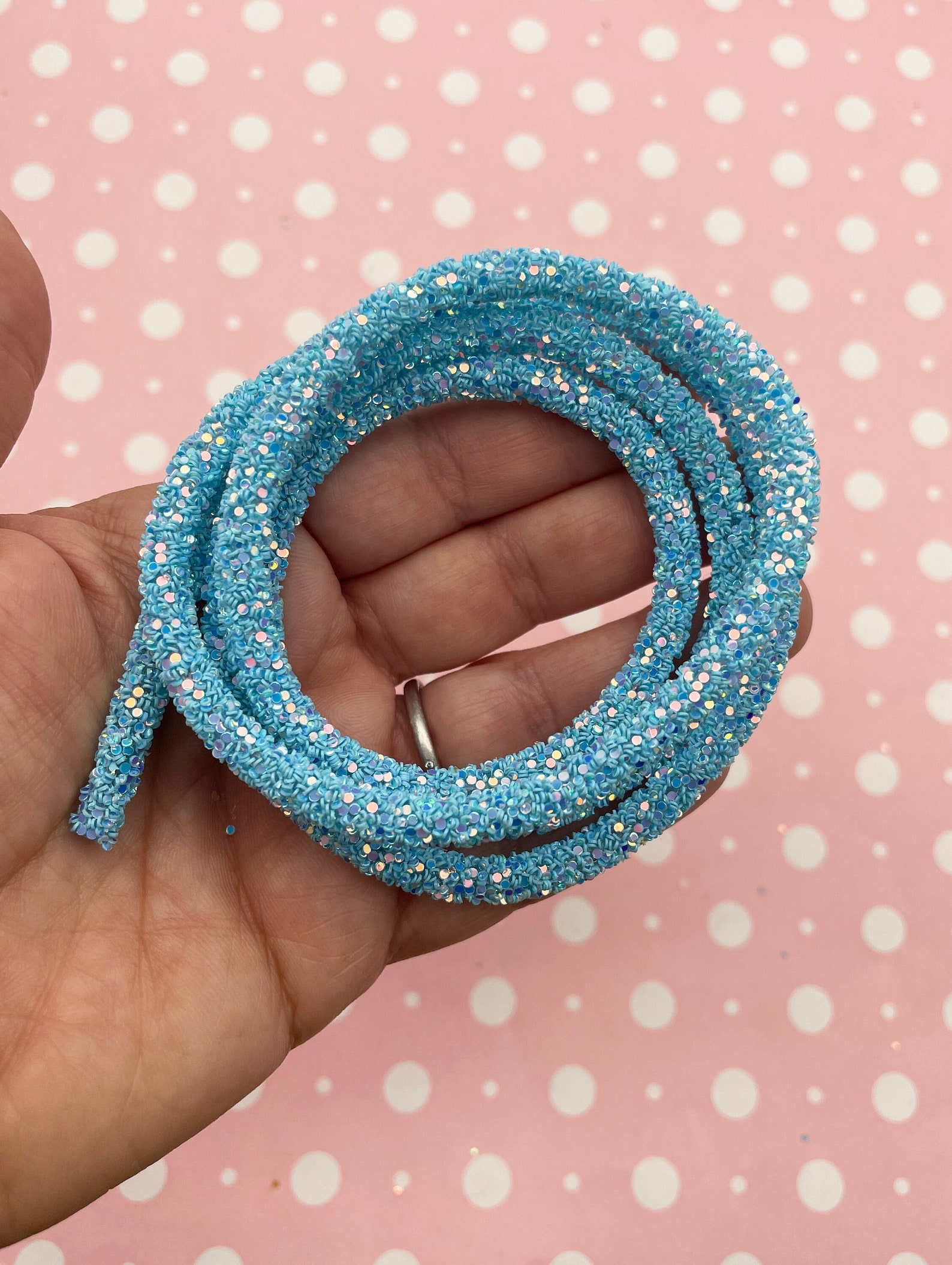 3ft Blue Soft Resin Sugared Glitter Hollow Tube Rope, Gummy Candy Cord ...