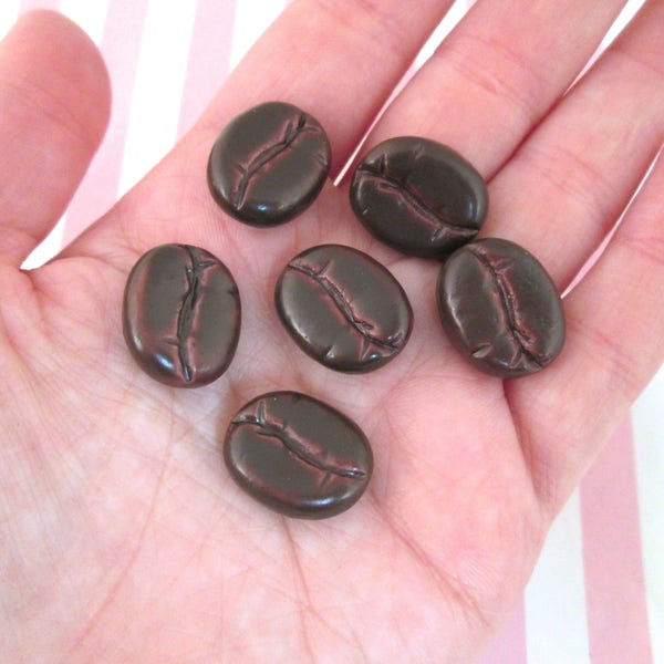 8 Faux Coffee Bean Cabochons, Espresso Beans, Coffee Cabochons #788a