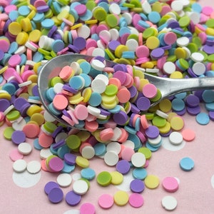 Polymer Clay Round Confetti Sprinkles, Fake Sprinkles, Decoden Funfetti Rainbow Jimmies, E15
