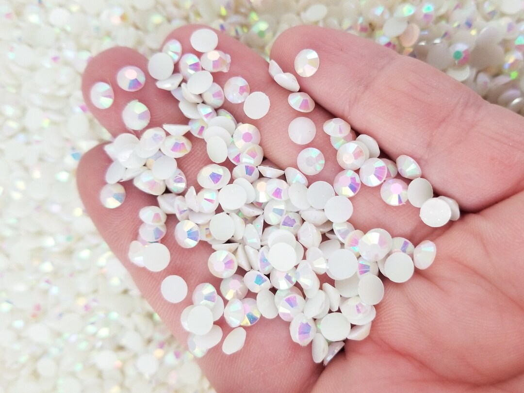 5mm Round White Flatbacked Resin AB Jelly Rhinestones, Flat Backed ...