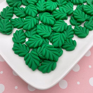 10 Dark Green Flatbacked Resin Leaf Cabochons, Resin Leaves, Flat Backed  Faux Acrylic Plastic Spring Flora Cabs, #790B