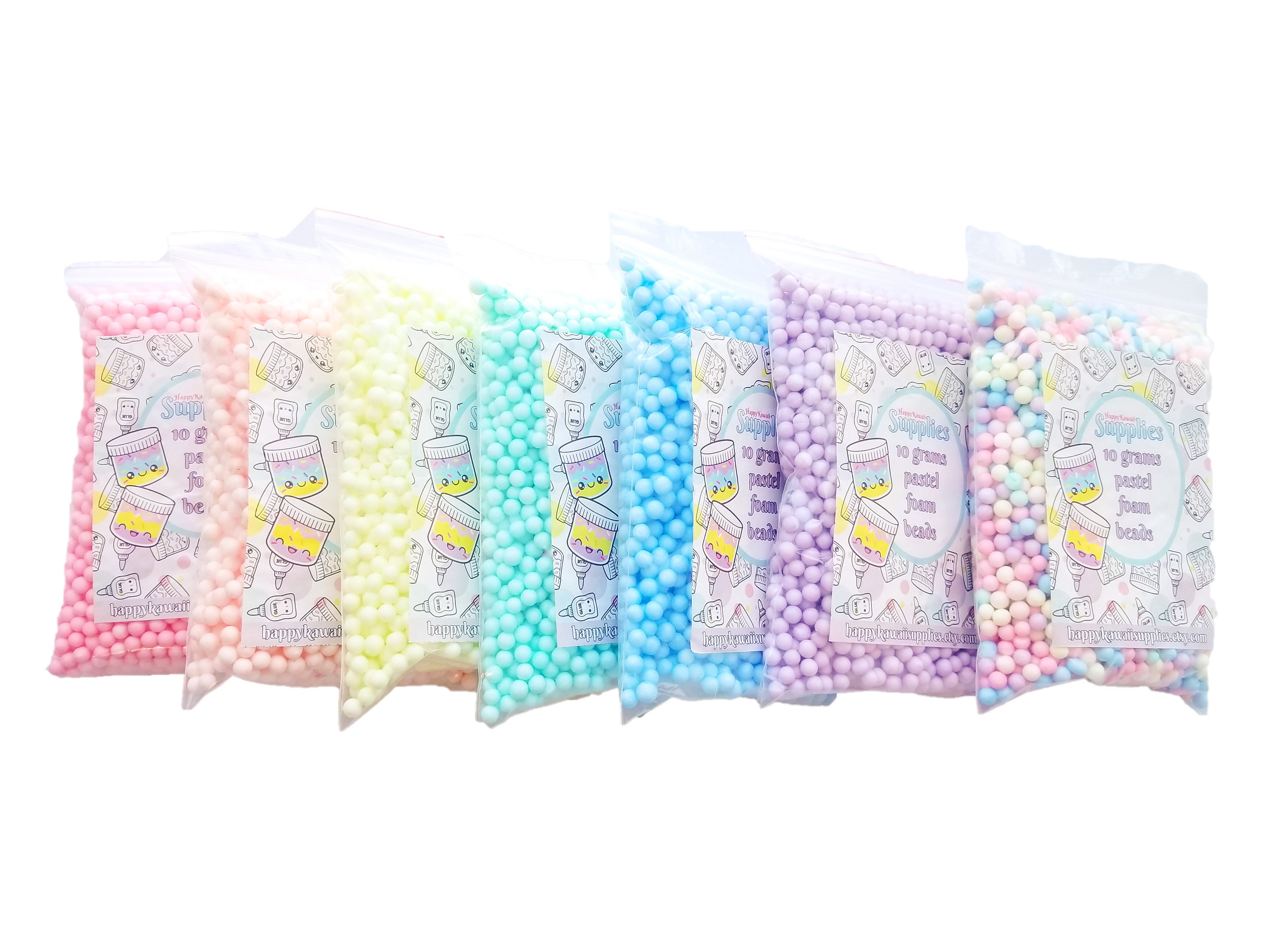 Large Pastel Foam Beads for Slime, Approx. 6-8mm Approx. 2.5 3