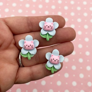 6 cabochons de fleurs à dos plat en résine, jolis cabochons de fleurs en plastique acrylique à dos plat pour chatons kawaii, n° 1002B