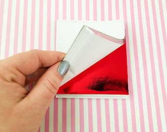 50 Small Sheets Composition RED LEAF sheets for nail decor and nail art, gold foil for polymer clay or resin or slime #
