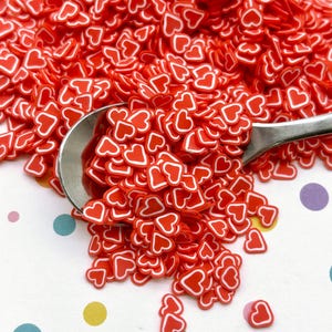 Red and White Polymer Clay Heart Sprinkles, Valentines Fake Sprinkle  Mix, Decoden Nail Slices K243