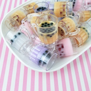 3 Assorted Pastel Miniature Acrylic Plastic Boba Drink Cup Cabochons, Multicolor Resin Boba Tea Mug Charm Pendants, #688