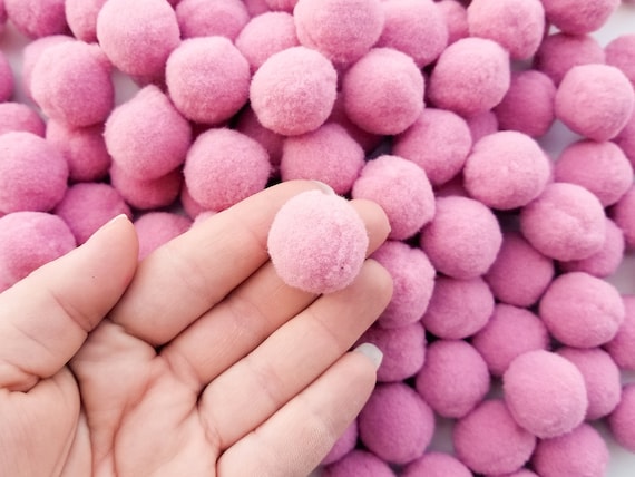 50 x PINK 25mm POM POMS