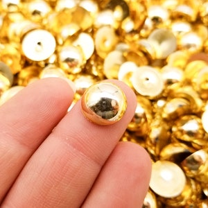 40 metallic gold 12mm flatbacked round acrylic plastic pearl cabochon, flat backed resin glue on bedazzle bedazzling cabs