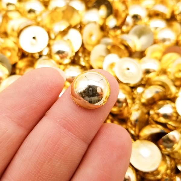 40 Gold 12mm runde Acrylperlencabochons, flache Rückseite metallischer Kleber auf Kunststoffverzierungen