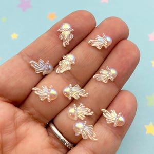 20 Pieces Ab Clear Jelly Fish Flatbacked Resin Nail Cabochons, Flat Backed Acrylic Plastic Jellyfish Cabs,  L408