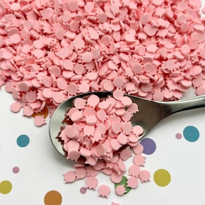 Chispas de arcilla polimérica con tulipanes rosas, NO COMESTIBLES, para hornear, para esparcir en la mesa de Pascua, para rellenar con confeti de Fimo, para hacer slime en vasos S134