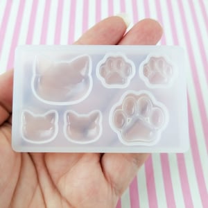 Cat Head Paw Themed Mold for Cabochons, Kitten Mold, Kitty Mold, Candy, Clay, Resin Etc, Mold Q2B