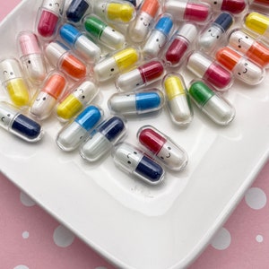 10 cápsulas rellenas de Happy Pill, transparentes y rellenables, n.° 1654