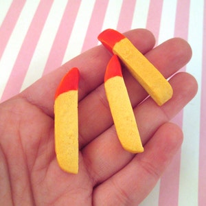 3 cabujones de resina con parte trasera plana para papas fritas, cabujones de comida rápida de plástico acrílico con parte trasera plana para ketchup y papas fritas n.° 140a
