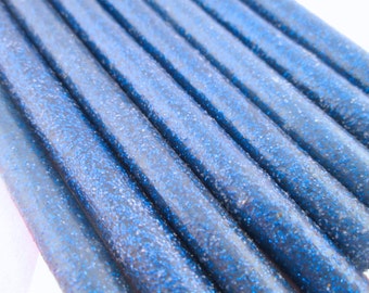 10 blue glitter glue sticks for crafts, scrapbooking and making faux wax seals, (mini size)