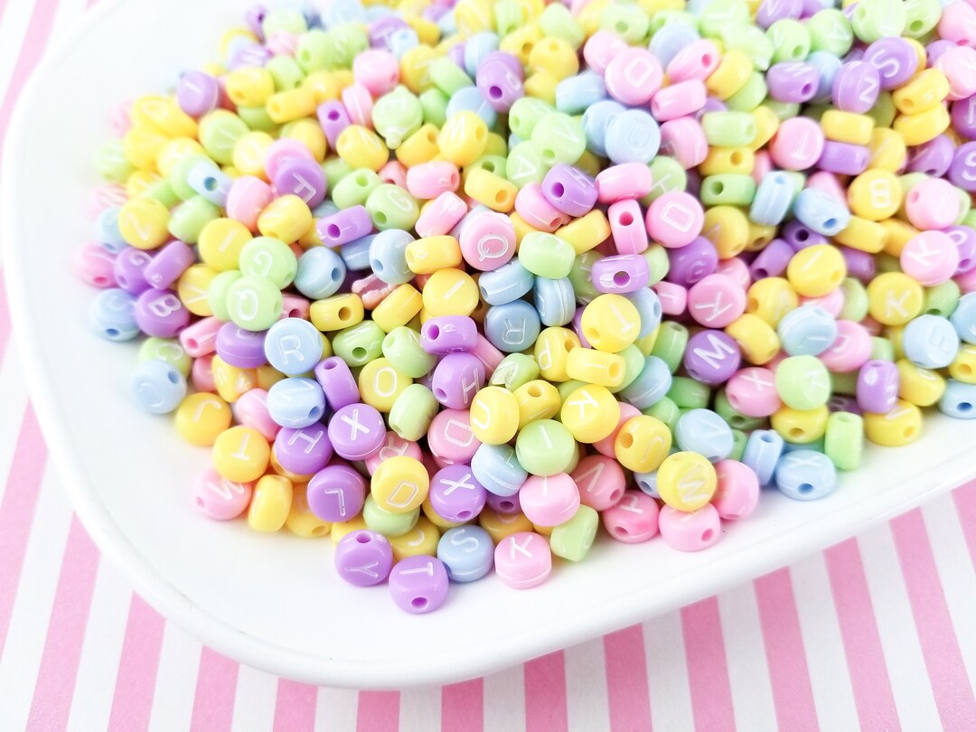 100 Pastel 7mm Alphabet Beads Acrylic Pastel Letter Beads J95 Etsy