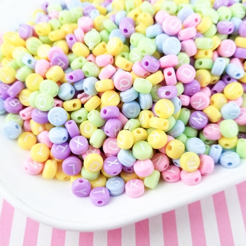 100 Pastel 7mm Alphabet Beads Acrylic Pastel Letter Beads J17 Etsy